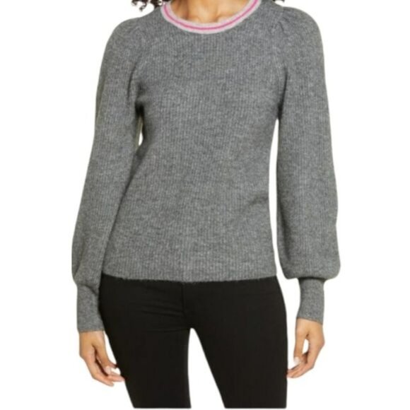 NWT Halogen Gray Dark Heather‎ Blouson Sleeve Sweater Size medium - Picture 1 of 8